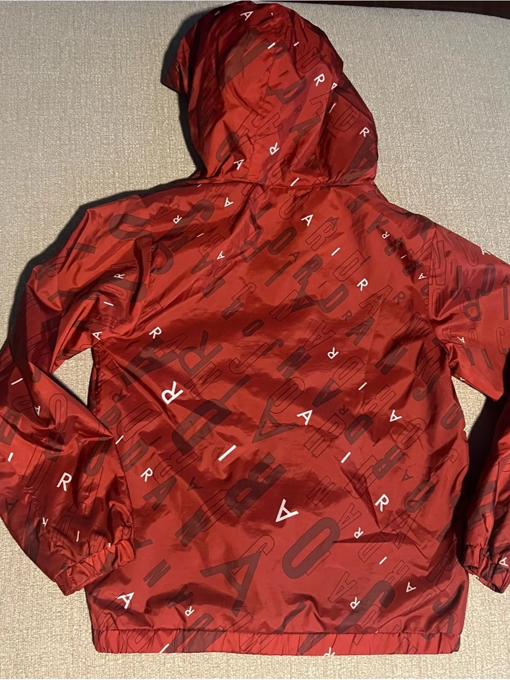 Jordan Red Jumpman Boys Graphic Hooded Windbreaker Size Small (8-10 yrs)